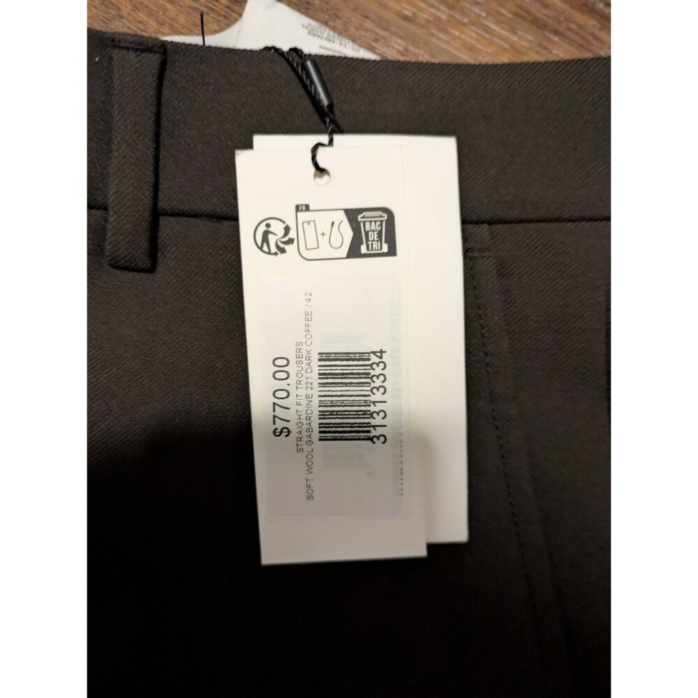 AMI Paris Straight Fit Trousers Soft Wool Gabardine 221 Dark Coffee 42 - Picture 8 of 12